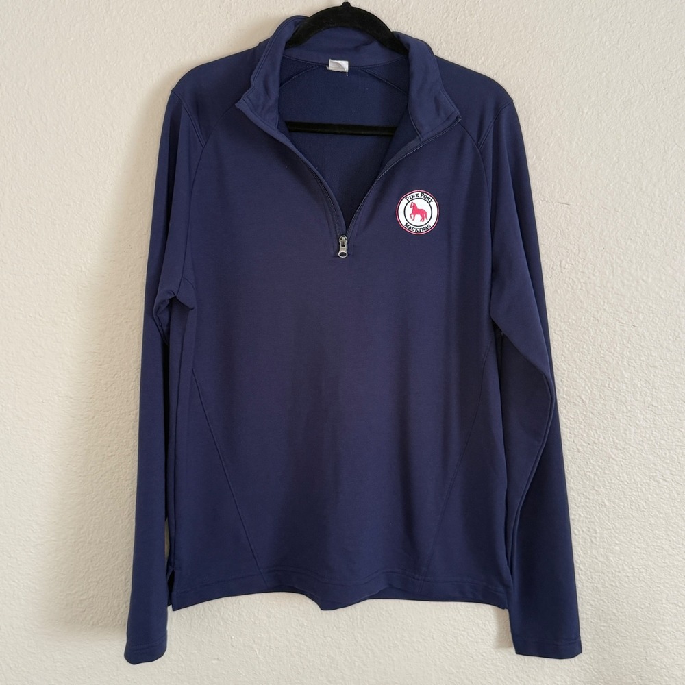 Pink Pony Mackinac Island Preppy Yacht Nautical Quarter Zip Navy Mens Medium